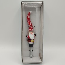 Santa  in Hat Hand Blown Large Glass Bottle Stopper 6"