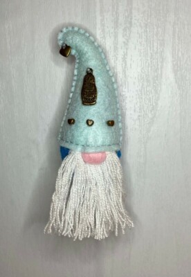 Handmade Gnome Brooch / Gonk Badge / Pixie Pin /  Russian Doll & Heart  Charms