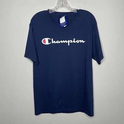 CHAMPION T-Shirt Men Medium M Navy Blue Pullover NEW Spell