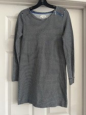 Lou & Grey Black Striped Day Shift Dress Blue Trim Women’s XS