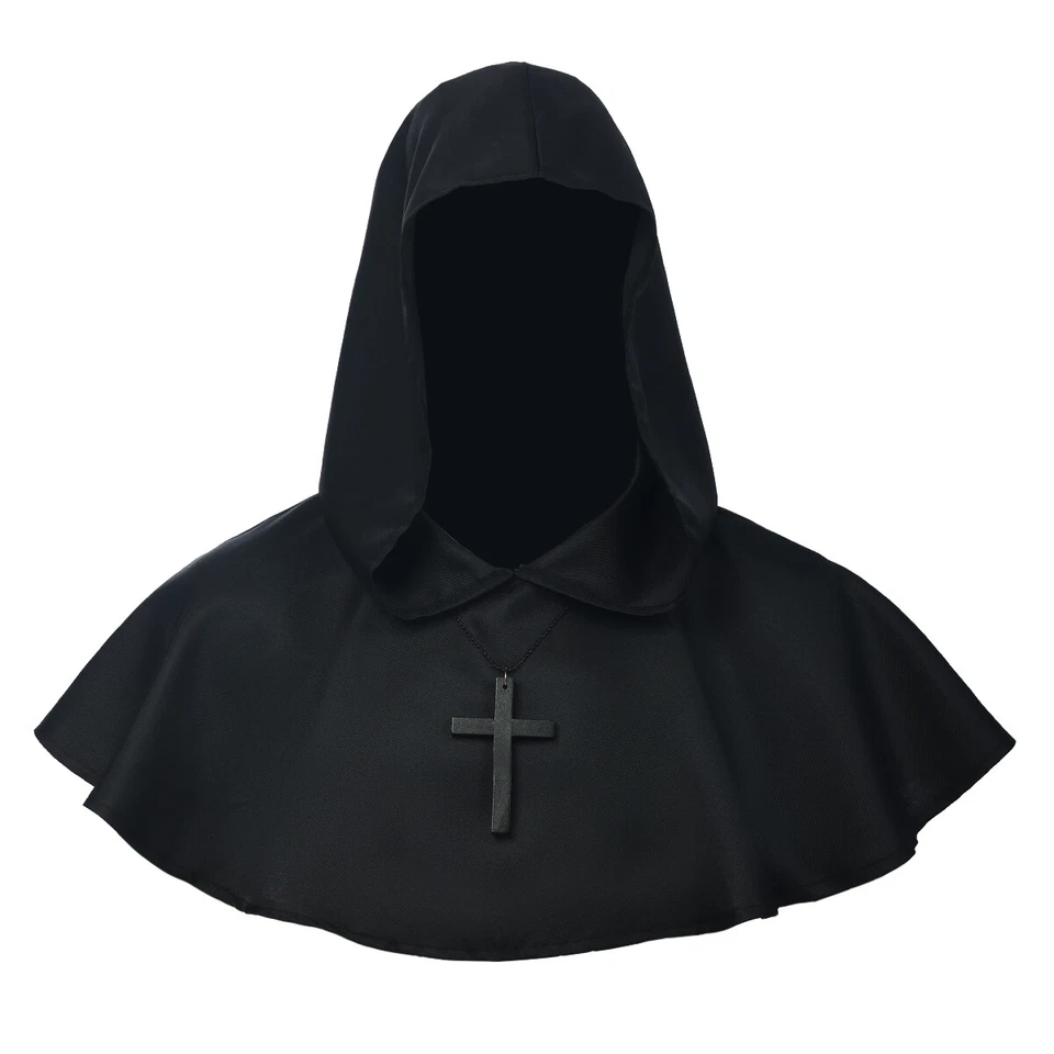 Unisex Hooded Cowl Unisex Hood Medieval Monk Pagan Hat Fancy Dress Cosplay LARP - Image 2 of 4