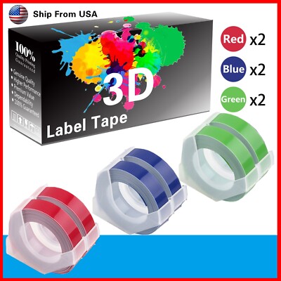 (2Red+2Blue+2Green) LabelTape Fit For Dymo 1595GY Dymo 15447 Label Makers
