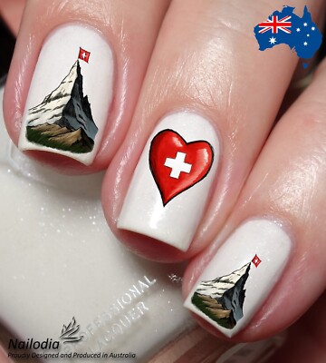 I Love Switzerland Nail Art Decal Sticker Water Transfer Slider