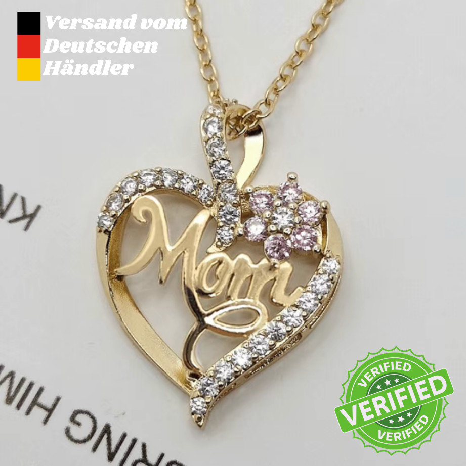 Herz Anhänger Mama (Mom) Gold mit Kette Damen Liebe Buchstabe Mutter Geschenk