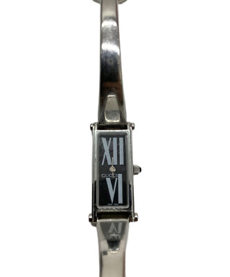 GUCCI 1500L Ladies watch Black Silver Rectangle Analog 