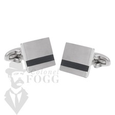 Personalised Stainless Steel Cufflinks with Onyx Stripe