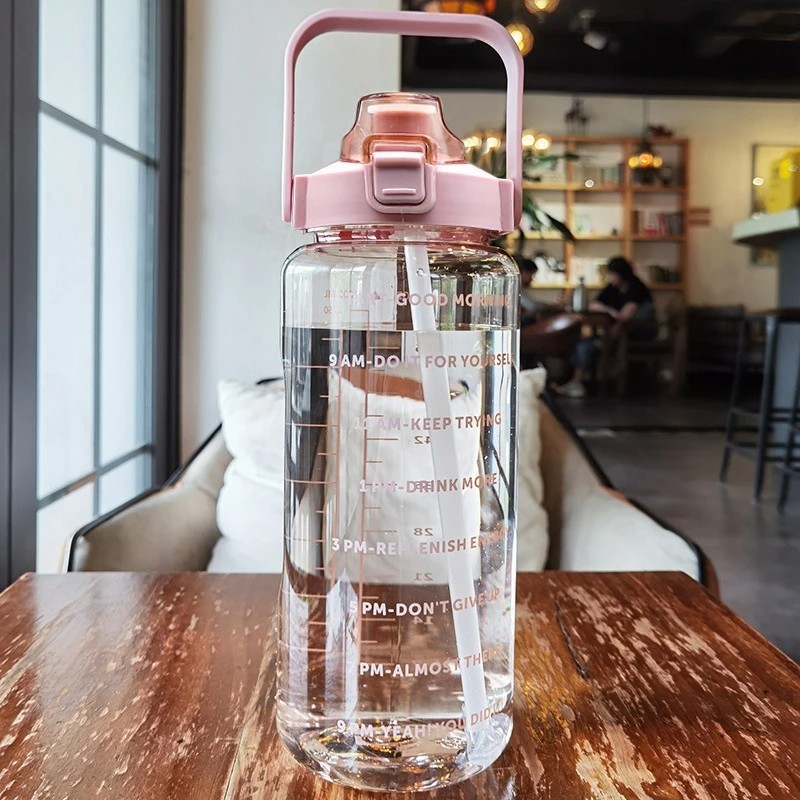 With Straw Time Marker Portable Sports Fitness Cup