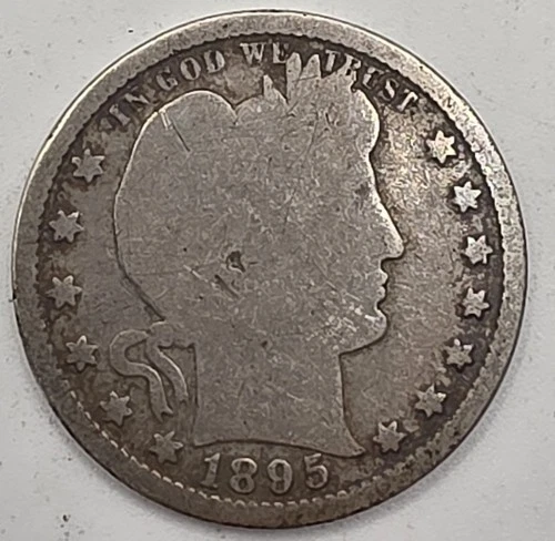 《Silver》1895 USA BARBER QUARTER -- .1808 OZ of SILVER!!!