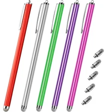 Extra Long Stylus pens for Touch Screens [5 Pack Fiber mesh Tips] Compatible ...
