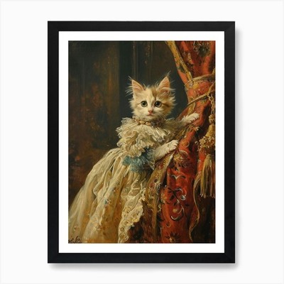 Cat In Medieval Royal Clothing 1 Ar Framed Wall Art Poster Canvas Print Picture