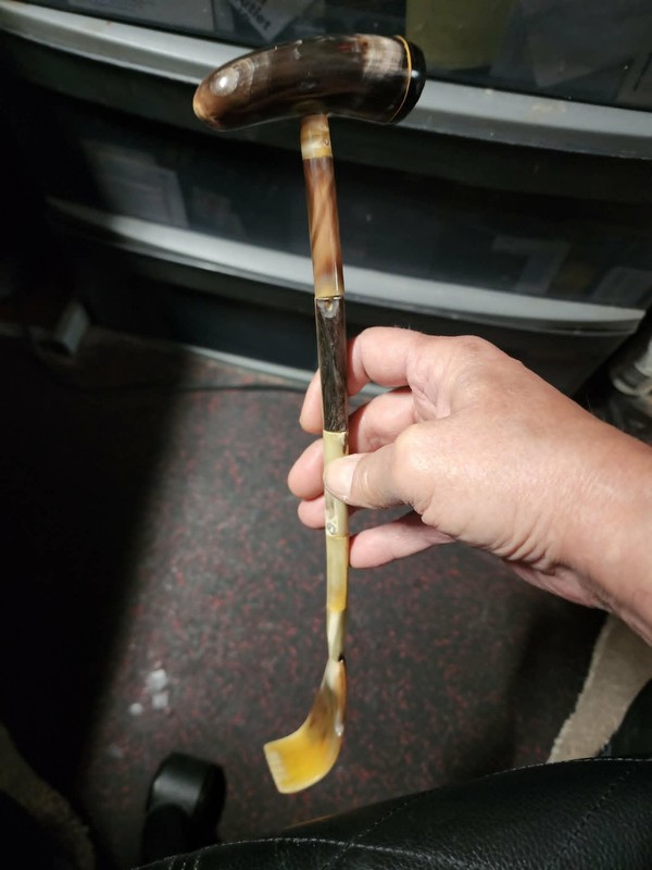 Vintage Antique Carved Horn Handle Back Scratcher