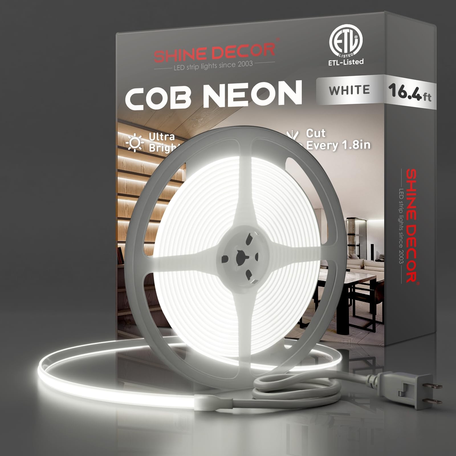 Ultra Bright 120V COB LED Rope Light 800lm IP65 Waterproof Cold Resistant