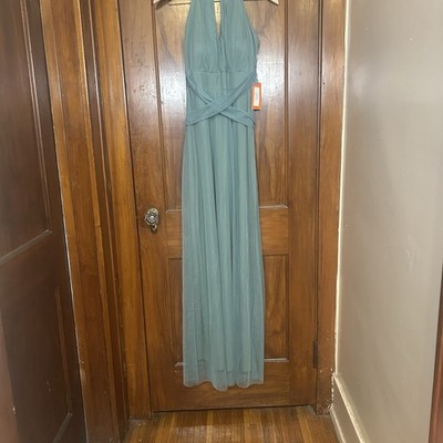 eucalyptus green maxi dress Zapaka Women Eucalyptus Long Bridesmaid Dress with Slit A-Line Spaghetti  Straps Chiffon Wedding Party Dress – ZAPAKA NZ
