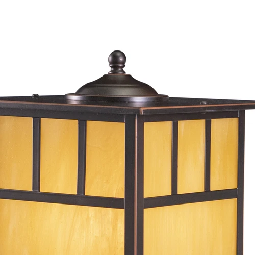 Vaxcel Mission 1L Bronze Outdoor Rectangle Post Light Honey Glass - Picture 3 of 5