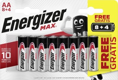Energizer Max Alkaline Batterie Mignon AA 1,5 V 8 + 4er Pack