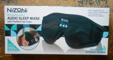 Nizoni Rechargeable Wireless Audio Black Padded Sleep Mask AdjustableClosure NIB