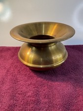 Vintage SOLID Brass Spittoon Cuspidor with Aged Patina, Made In USA