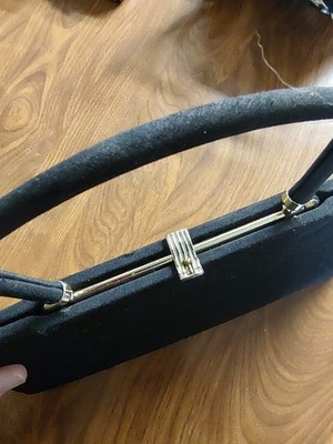 Vintage 1960s AFTER FIVE Black  Purse with Gold Clasp and attached coin purse 