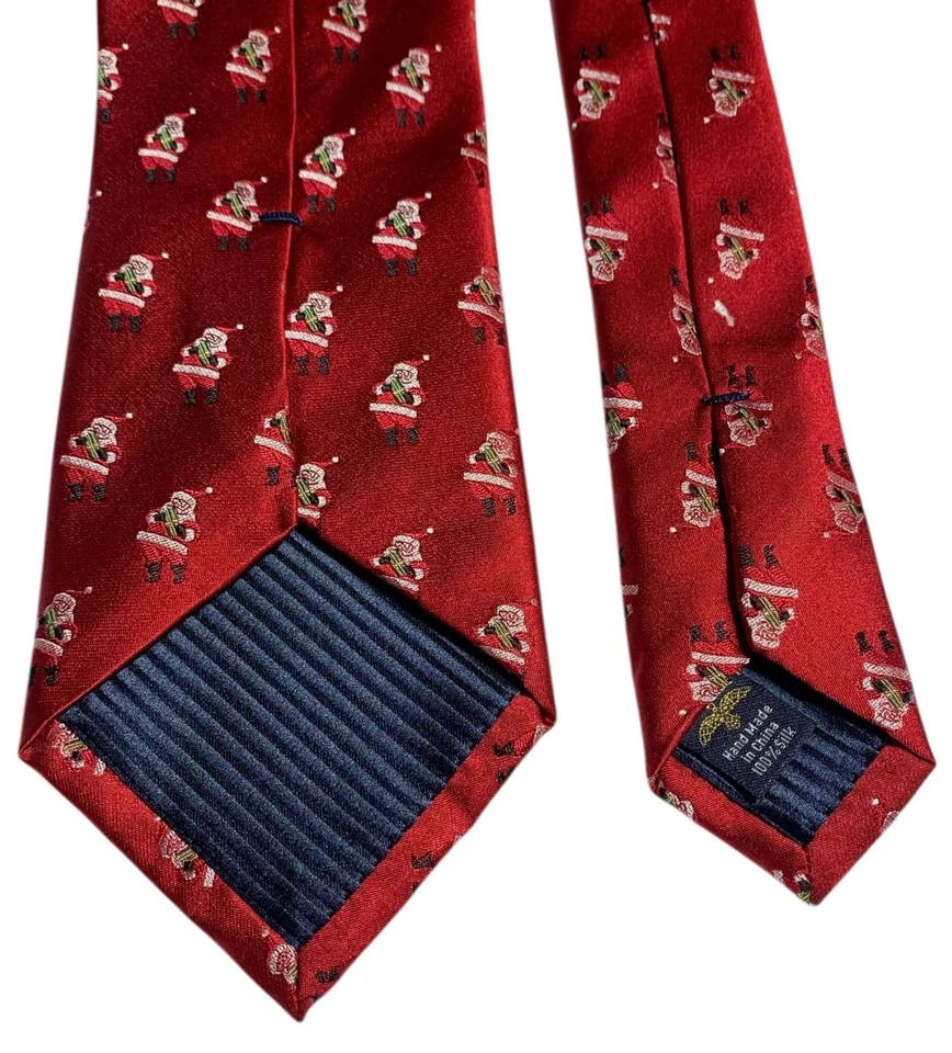 Corbata de Papá Noel tejida jacquard navideña de seda roja para hombre - 59" L/3,5" W fabricantes de camisas águila Foto 3 de 4