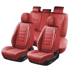 Car Seat Covers Full Set, Nappa Leather Seat Covers for Cars, Car FullSet Red