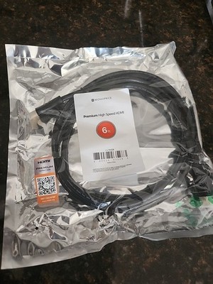 Monoprice 4K Certified Premium High Speed HDMI Cable 6ft - 18Gbps Black