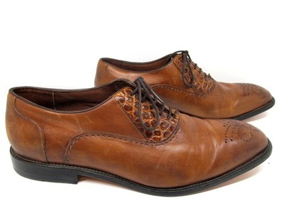 Belvedere Mens Handmade Brown Leather And Genuine Alligator Oxfords Size US 13 D