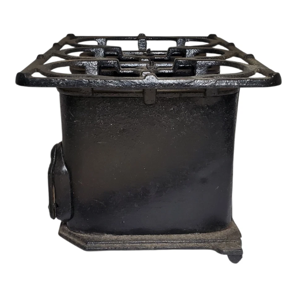 Antigua estufa calefactora de hierro triste de triple quemador de 10" Foto 4 de 4