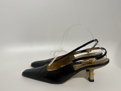 Vtg Gucci By Tom Ford Black Leather Slingback Heels 39.5 | eBay