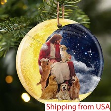 God and Dog Ornament Golden Retrievers With God Ceramic Ornament