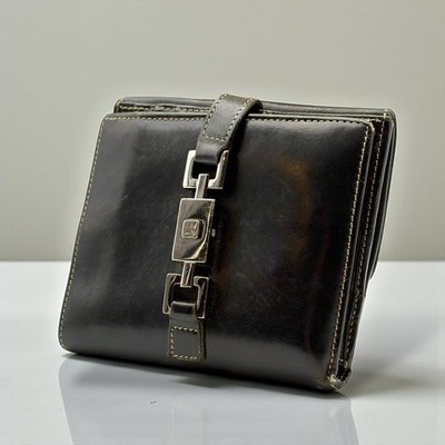 GUCCI Jackie Folded Wallet Black Leather Leather Unisex