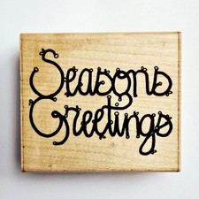 SEASONS GREETINGS JRL Designs Rubber Stamp Q221 Christmas Sentiment Holiday d555