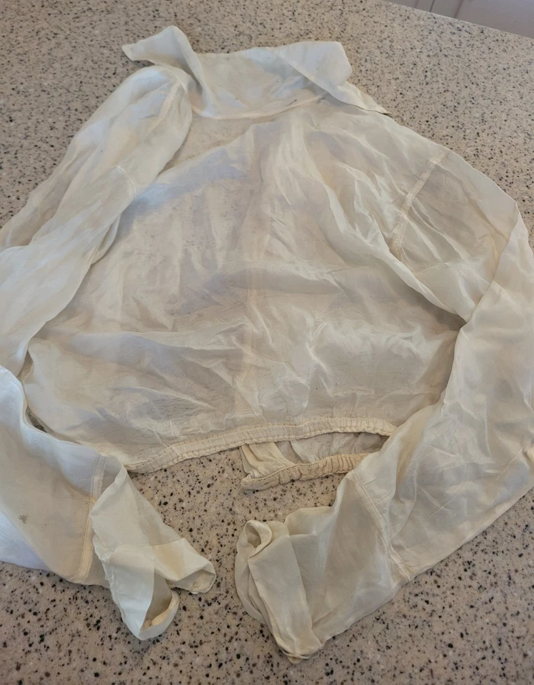 Blusa Top Antigua Victoriana Mujer Marfil Francesa Seda Madreperla Foto 2 de 4