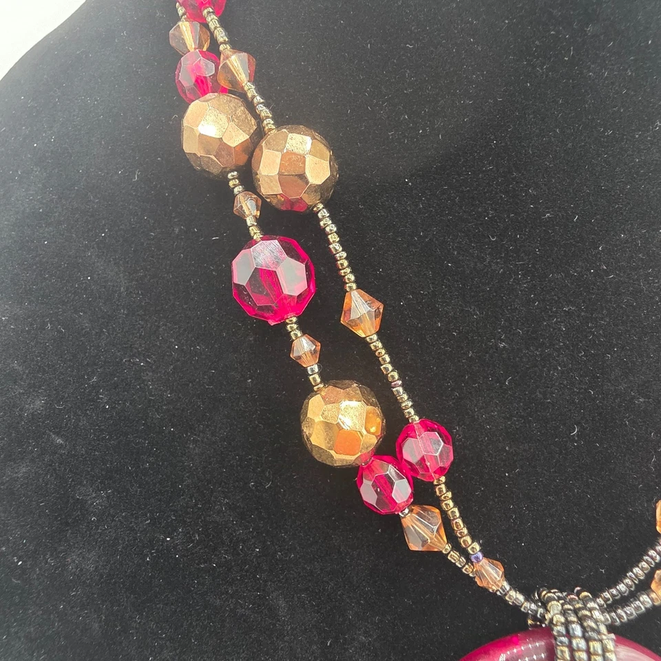 Encantador collar colgante con cuentas de oro rojo de 22" de Lia Sophia para mujer Foto 3 de 4