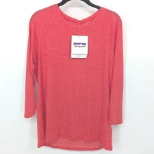 Patagonia Top Womens Large Pink Glorya 3/4 Sleeve Shirt Lightweight Outdoors NWT