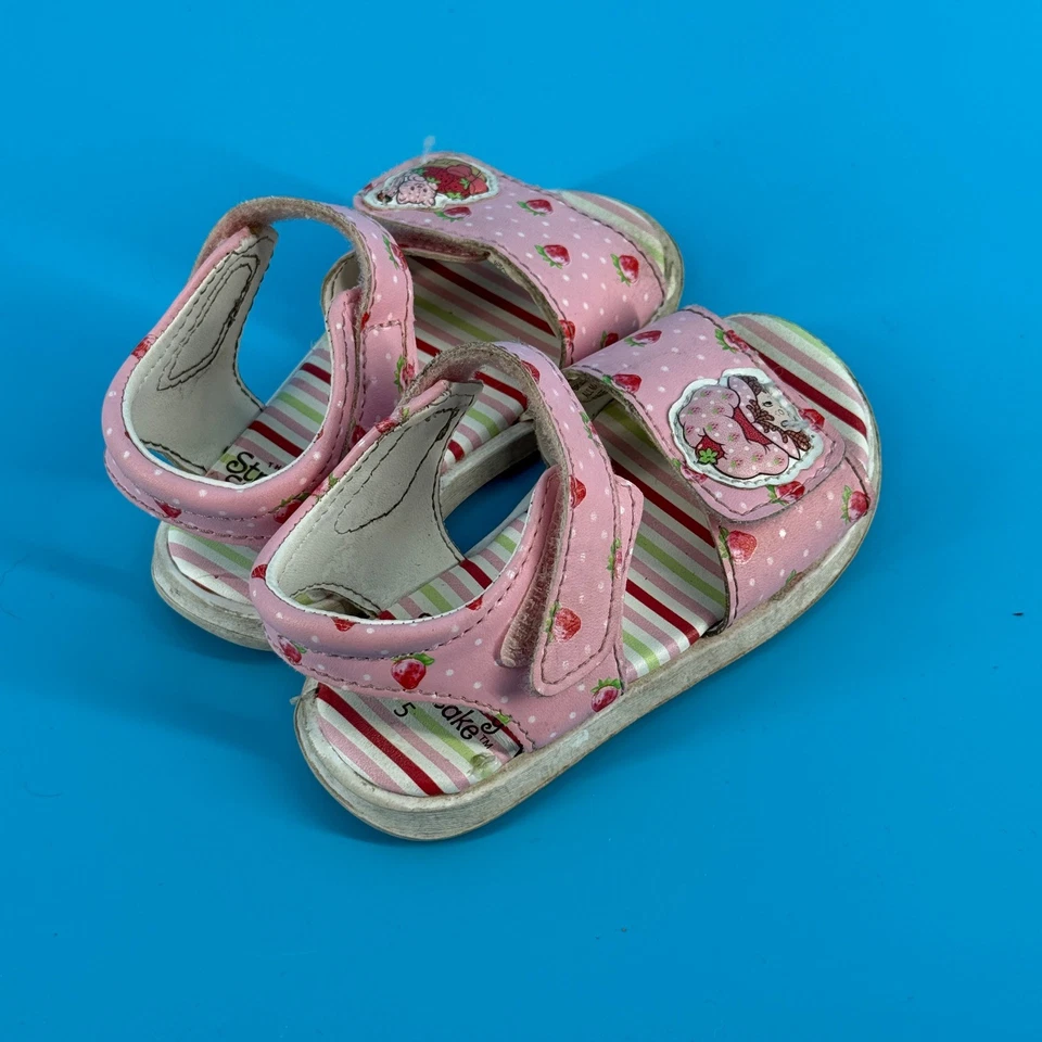 Sandalias De Colección Strawberry Shortcake Niñas Pequeñas Talla 5 Rosa Rayas Personaje Foto 4 de 4