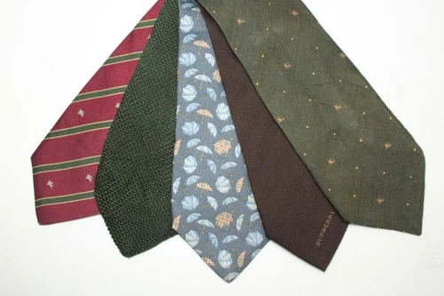 LOT OF 5 BURBERRY wool silk ties Made In Italy England F93875