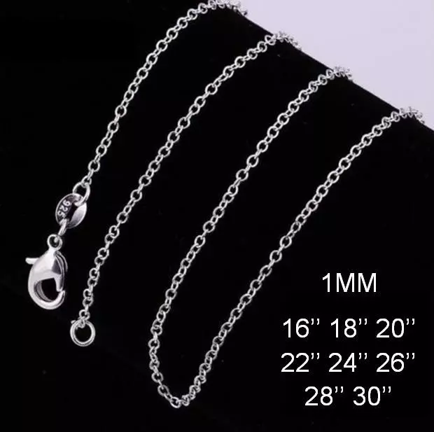 Stunning 925 Sterling Silver 1MM Rolo Link Necklace Chain Wholesale Price