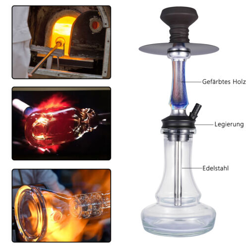 RMAN Shisha 43cm Wasserpfeife Legierung Hookah mit 1KG Kohle/100g Dampfsteine - Bild 4 von 8