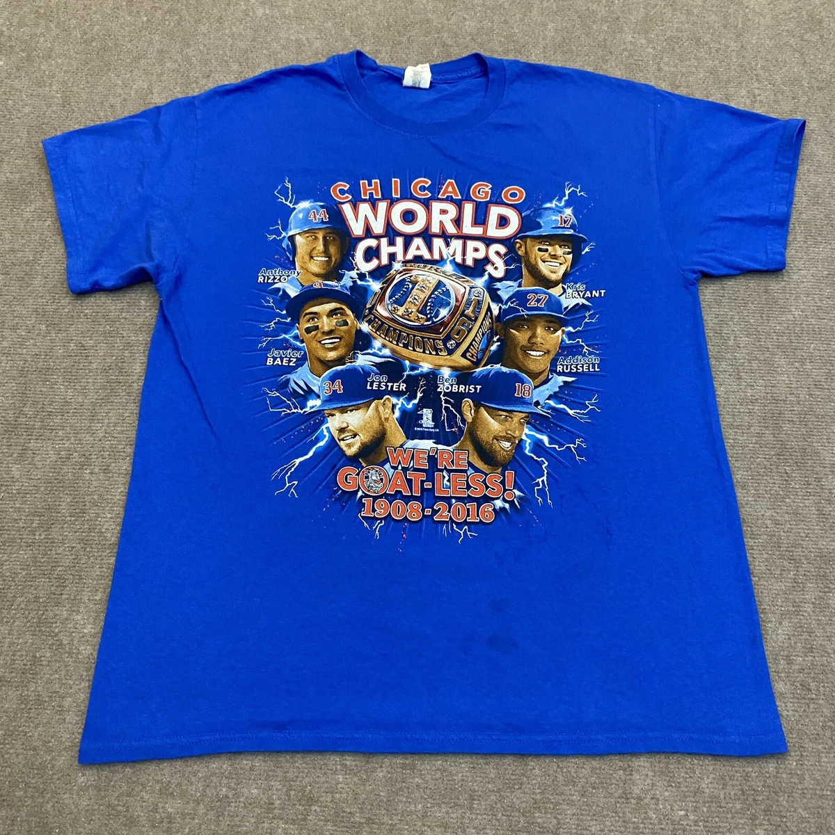 Chicago Cubs MLB T Shirt Mens Large World Series Champions Front Graphic