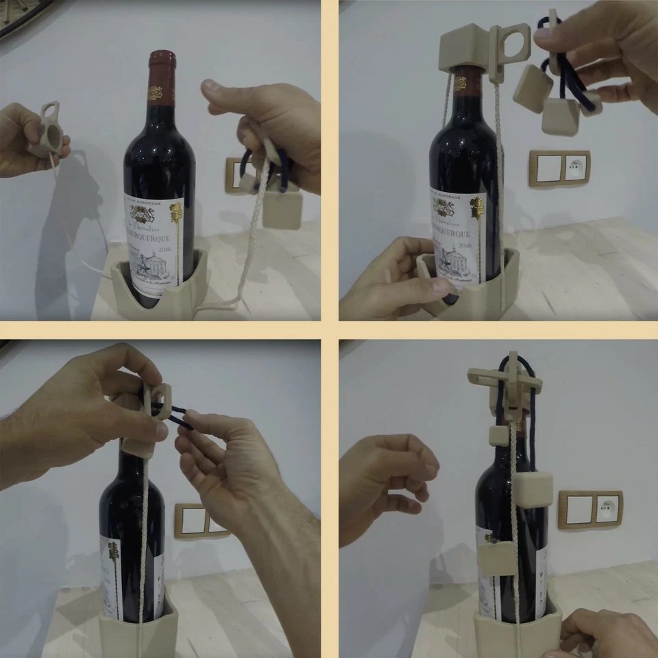 ROMPICAPO BOTTIGLIA VINO GIOCO RUOLO PORTABOTTIGLIE WINE STAMPA 3D PLA PUZZLE - Immagine 2 di 3