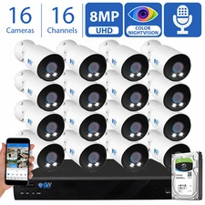 16 Channel 4K NVR 16 X 8MP Starlight 4K Microphone PoE IP Security Camera System