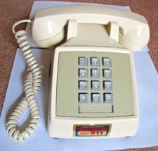 Vintage Tan Bell System Western Electric 2500DMG Push Button Desk Phone