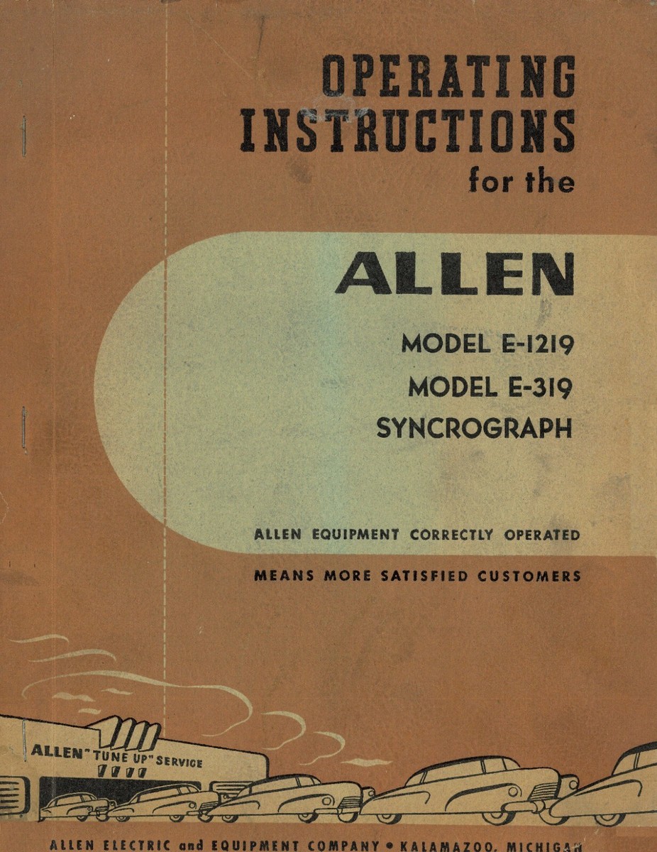 Allen Electric Co Operating Instructions Model E-1219 Model E-319