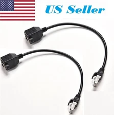 2 PCs 1FT RJ45 Male to Female Screw Panel Mount Ethernet Cable LAN Network PO