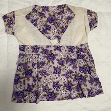 Vintage Clothes Pin Laundry Holder Little Girl's Dress Purple Flowers 19 Inches