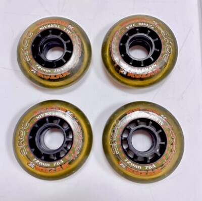 KUZAK Hockey Zone (4)-pack 72mm 78A Inline Roller Hockey Wheels AT Olive Clear