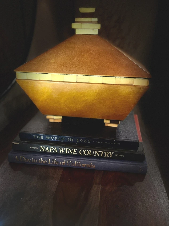 Sexy Leather and Bone Velvet Lined Decorative Box Storage Keepsake Box with Lid - Image 4 of 4