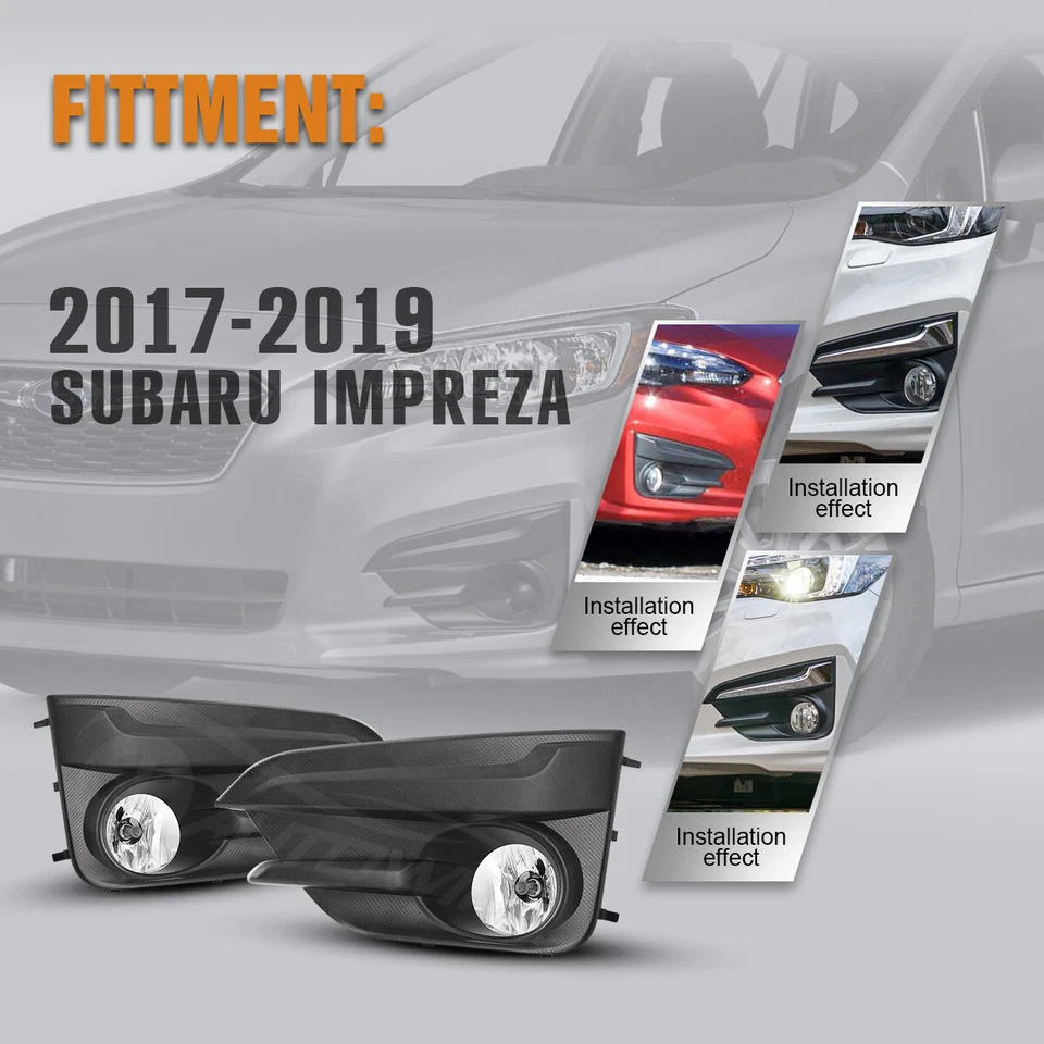 Fits 2017-2019 Subaru Impreza Fog Light Clear Lens Pair Lamp Wiring Kit & Switch Foto 2 de 4
