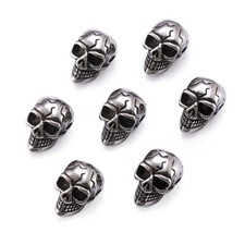 10 piezas Calavera Plata Antigua 304 Cuentas Acero Inoxidable Artesanía 14x9x9mm Agujero 1.5mm
