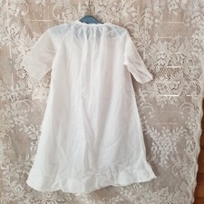 Antique Vintage White Cotton Clothing Victorian Child Girl Dress Gown Doll Baby